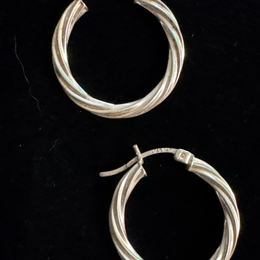 925 silver Twisted Silver Hoop Earrings